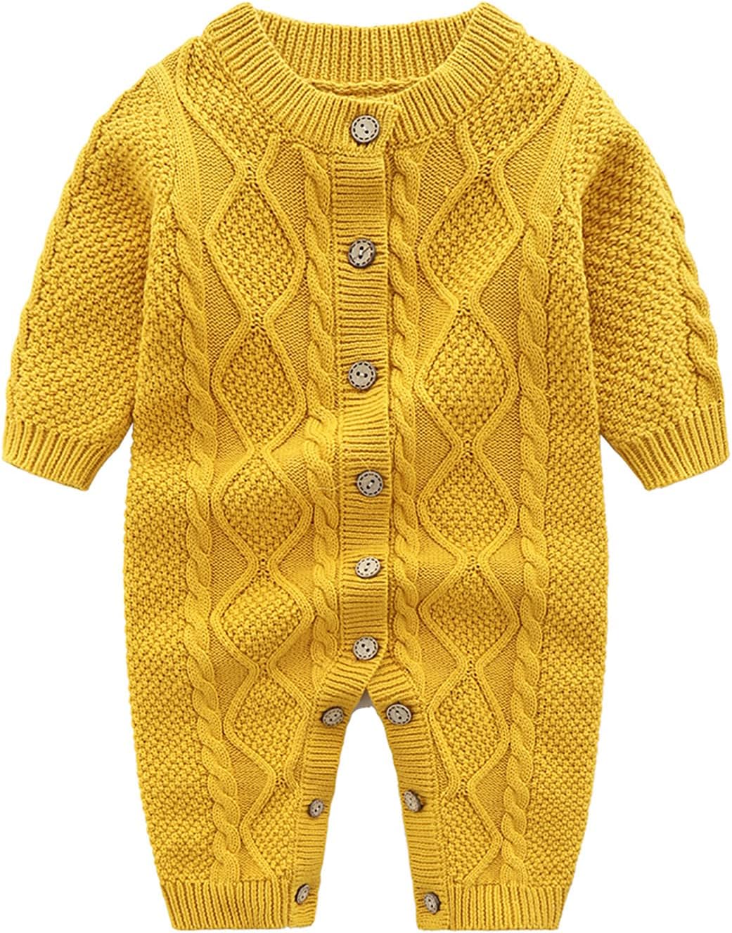 Baby Newborn Boy Knitted Sweater Romper Cotton Longsleeve Outfit with Kids Winter Warm Hats Set